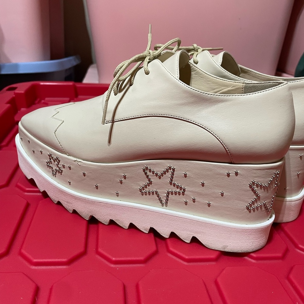 Stella McCartney Elyse Star Platform Derby Beige Vegan Leather Studded Stars 39 - Picture 5 of 10